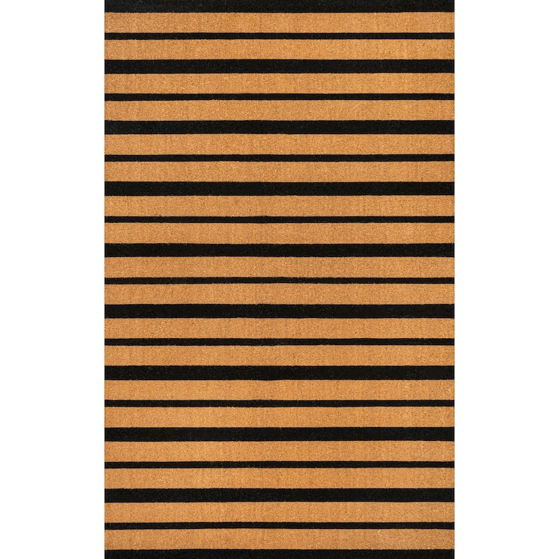 Hadley Modern Classic Ticking Stripe Coir Indoor/Outdoor Area Rug