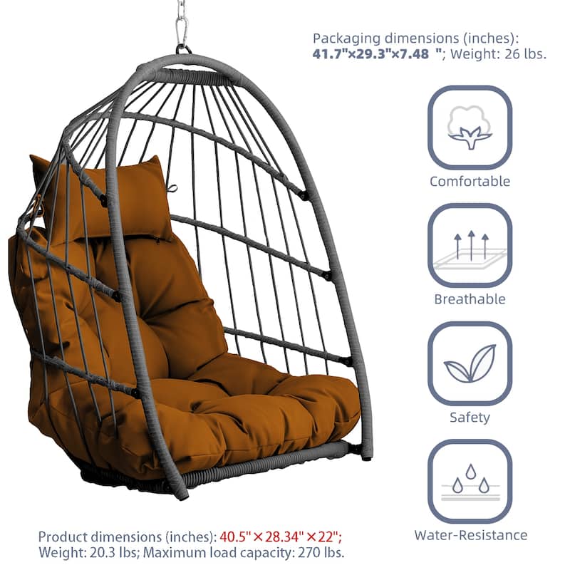 Outdoor garden rattan egg swing chair hanging chair PE hanging chair