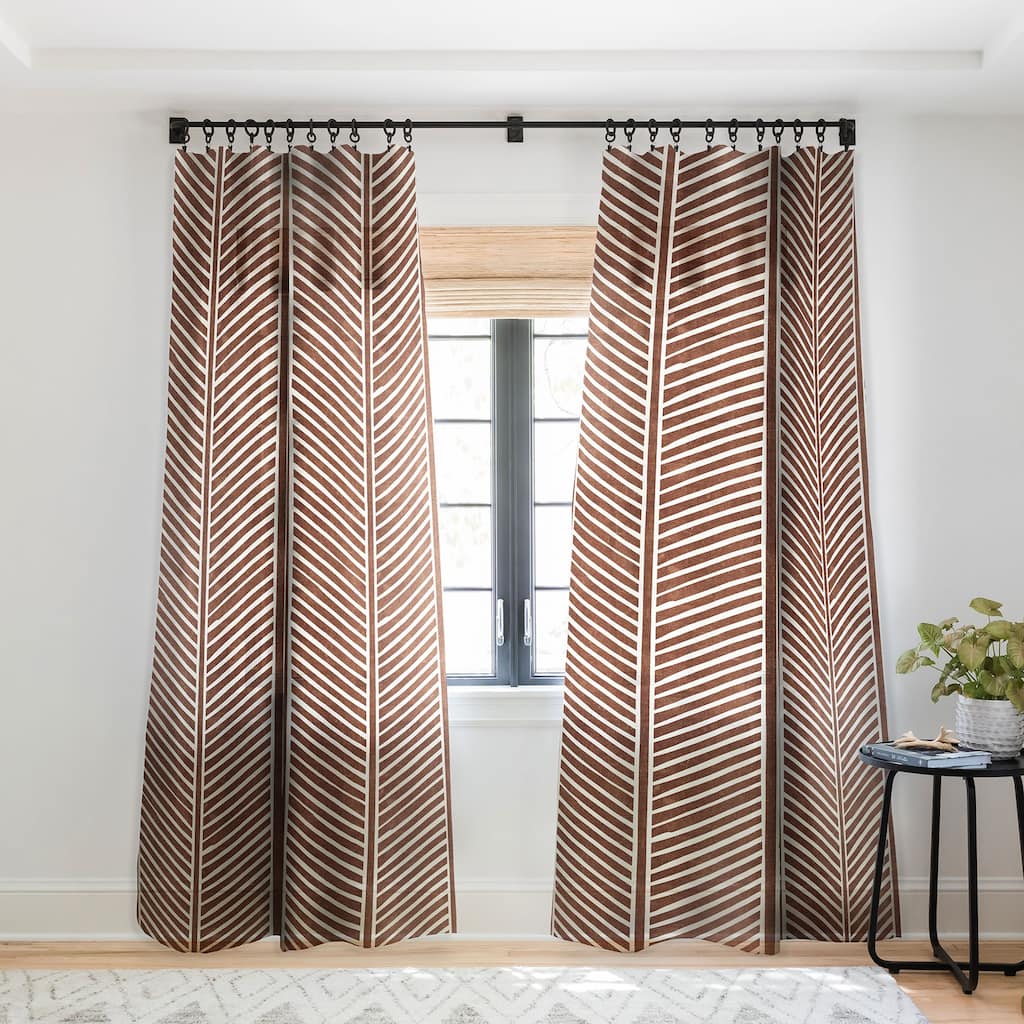 1-piece Sheer Organic Chevron On Brandywine Made-to-Order Curtain Panel