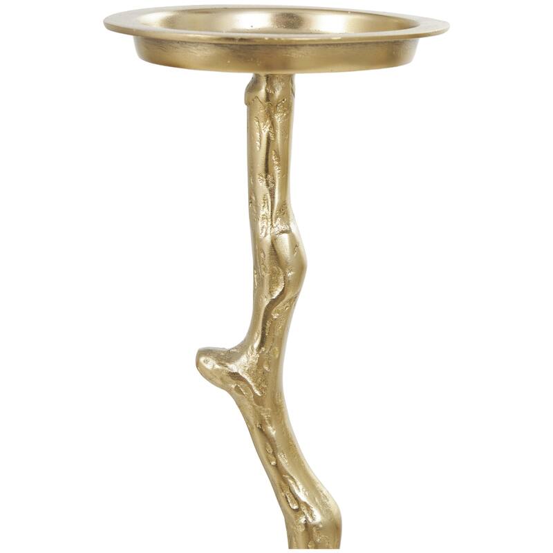 Aluminum Metal Abstract Tall Floor Candle Holder with Stick Inspired Design - Set of 3 Gold - Roche River Decor