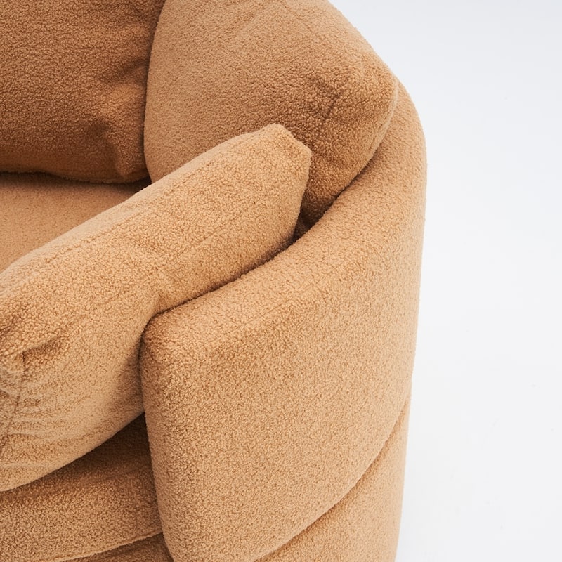 Teddy Fabric Swivel Storage Chair With Back Cushion