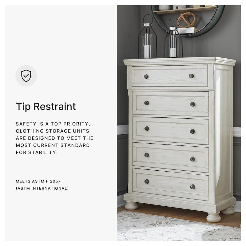 Signature Design by Ashley Robbinsdale Antique White Five Drawer Chest