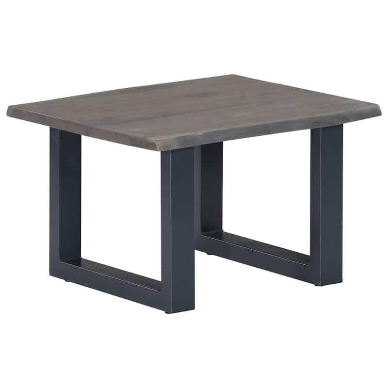 vidaXL Coffee Table Grey Solid Acacia Wood, Powder-Coated Iron 23.6 in - 23.6"x23.6"x15.7" (L x W x H)