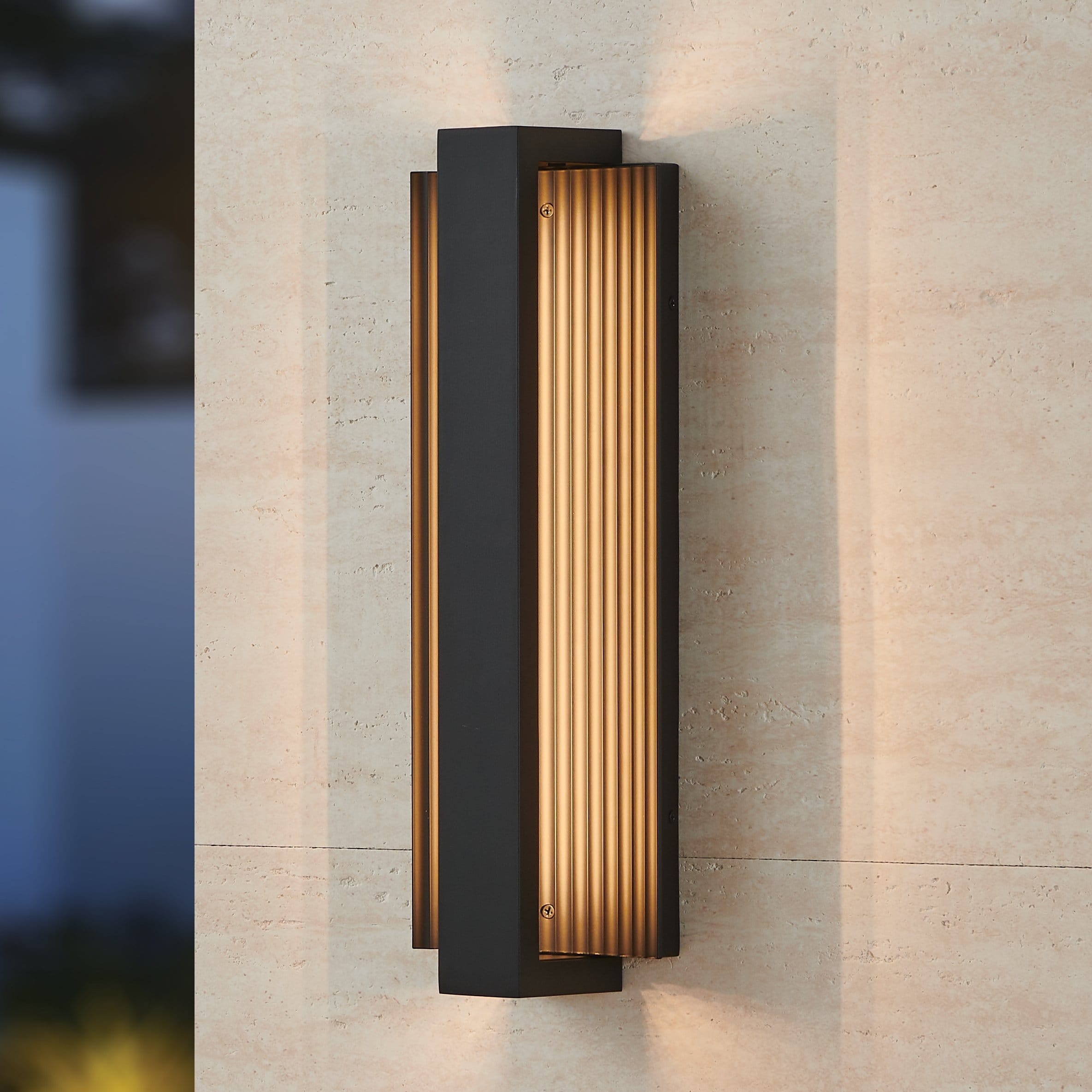 Thesis Jubilee 18-inch Matte Black 5CCT LED Exterior Wall Sconce