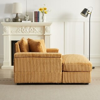Ginger Corduroy Deep Seat Single Sofa w/Pillow & Ottoman and Cup