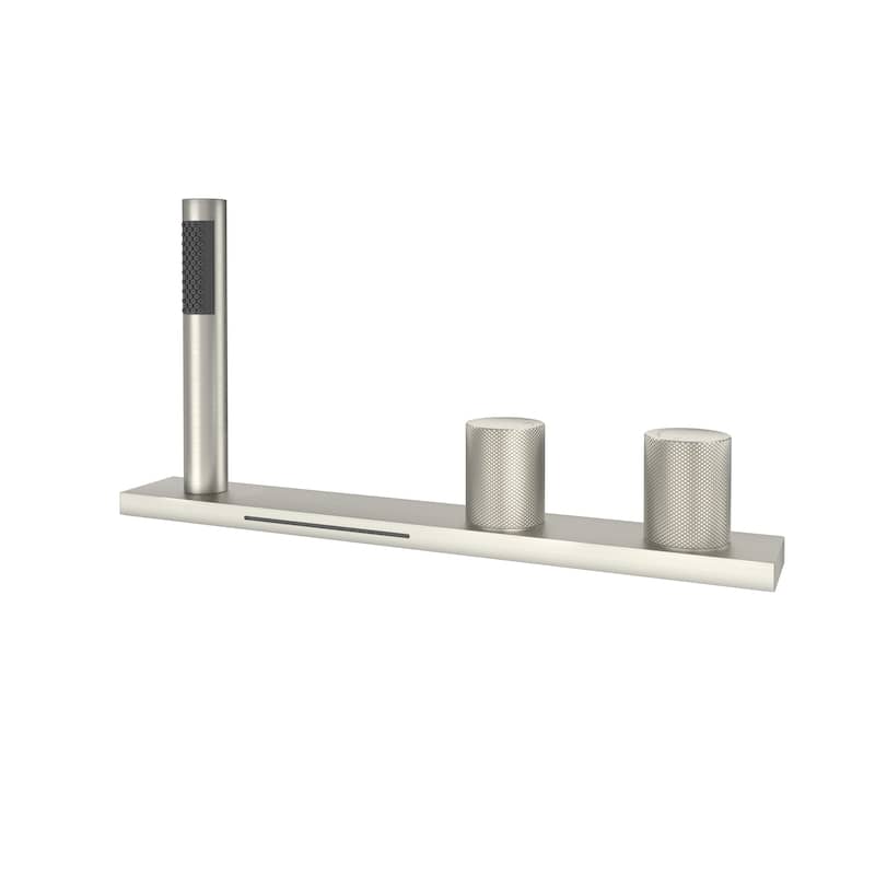 Bathtub Filler Faucet with Sprayer, 2-Handle Deck-Mount Roman Tub Faucet with Handshower Pressure Balanced Valve Included - Brushed Nickel