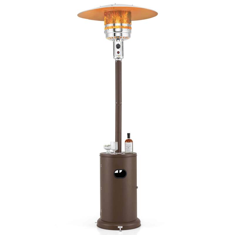 Costway 50,000 BTU Patio Heater with Wheels Round Table Design & - See Details - Brown
