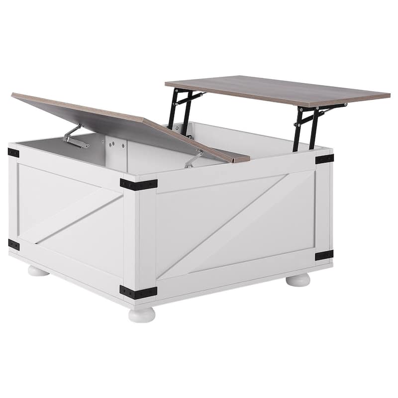 31.5" Hinged Lift Top Coffee Square Table with Storage Compartment Ideal for Everyday Use - 31.5” x 31.5” x 18.3”