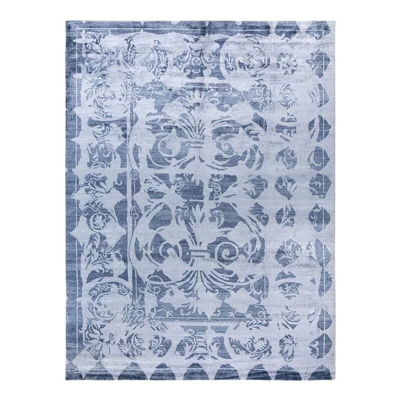 Modern One-of-a-Kind Hand-Knotted Area Rug, Blue - 9' 2" x 12' 2"