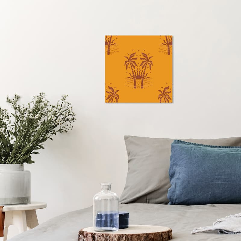 Wynwood Studio Canvas Floral and Botanical Pumkin Palm Paradise Orange Modern & Contemporary Wall Art Canvas Print - 12 x 12