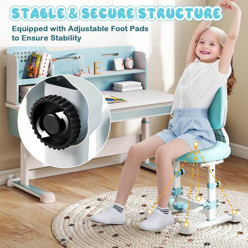 Costway Kids Study Chair with Adjustable Double Backrest, Footrest, - See Details