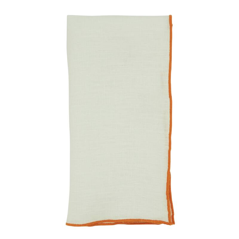 Stonewashed Linen Napkins With Stitched Border Design (Set of 4)