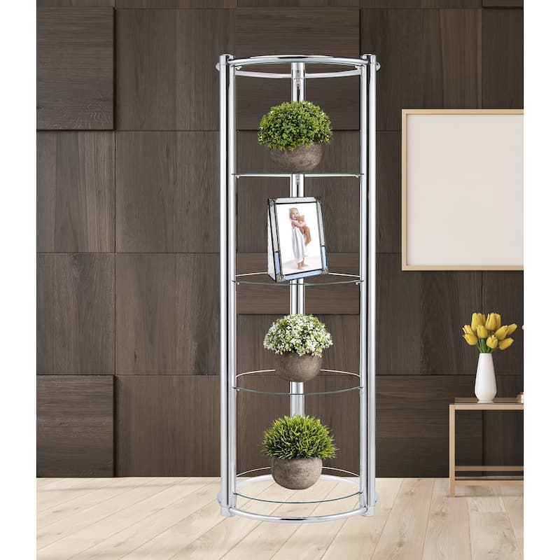 Triangle Display Shelf Tempered Glass/Chrome Frame