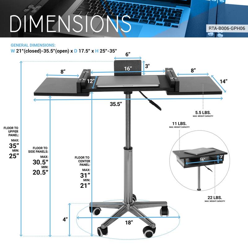 Folding Table Laptop Cart,High quality and durable, Graphite