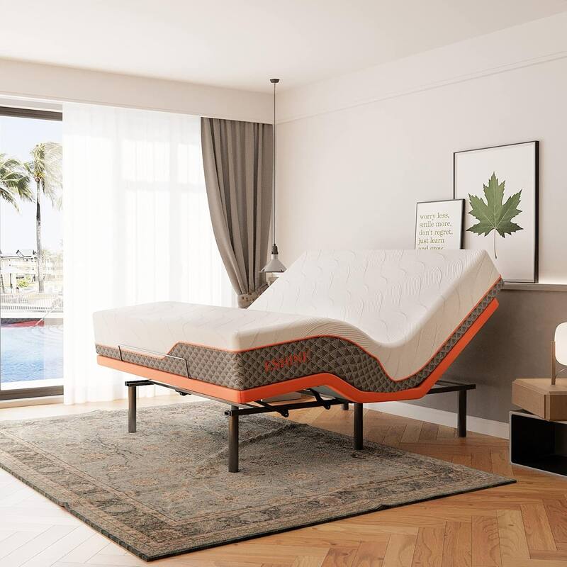 ESHINE Adjustable Bed Frame - 12 inch Hybrid Memory Foam Mattress 3000 Series