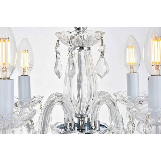 Chrome Pendant Light - 4-Light Rococo Style Crystal Chandelier for Dining Room - 12