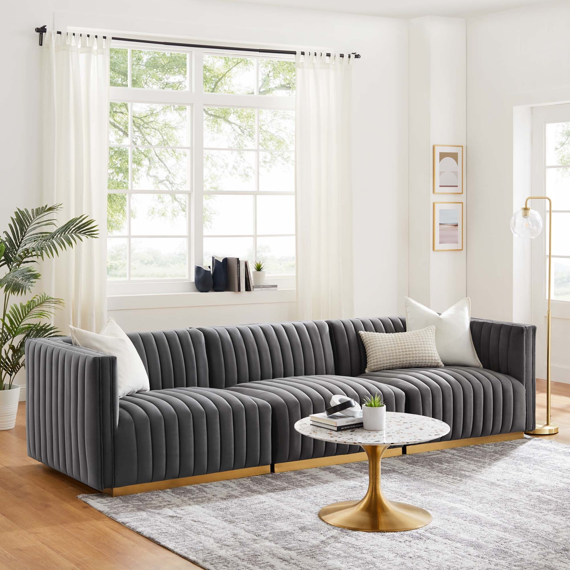 Channel clearance tufted sofa