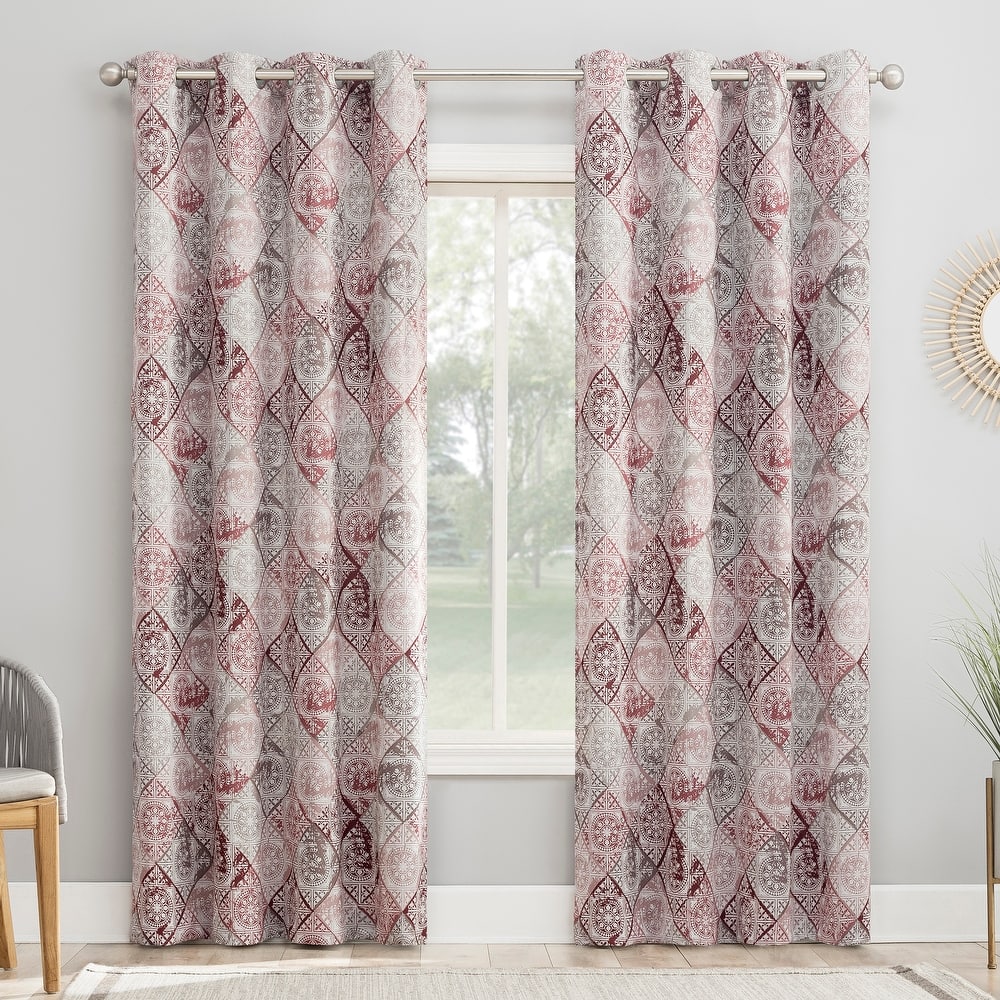 Sun Zero Sahar Global Medallion Print Room Darkening Grommet 1-Piece Curtain Panel, Single Panel