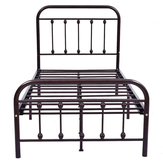 Alazyhome Simple Vintage Metal Platform Bed Frame, Easy-Assembly