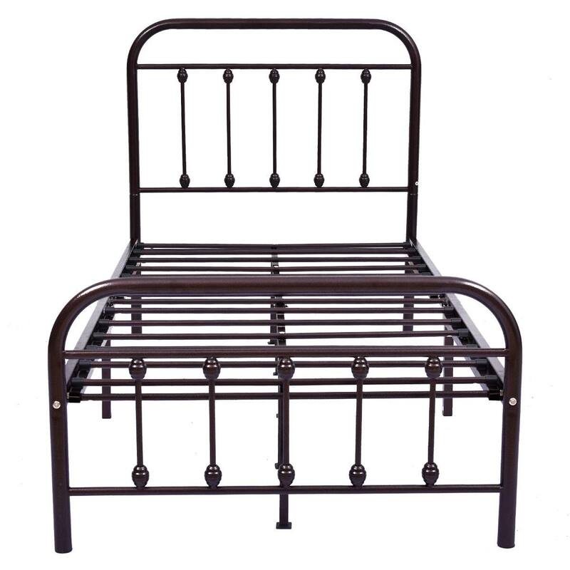 Alazyhome Simple Vintage Metal Platform Bed Frame, Easy-Assembly
