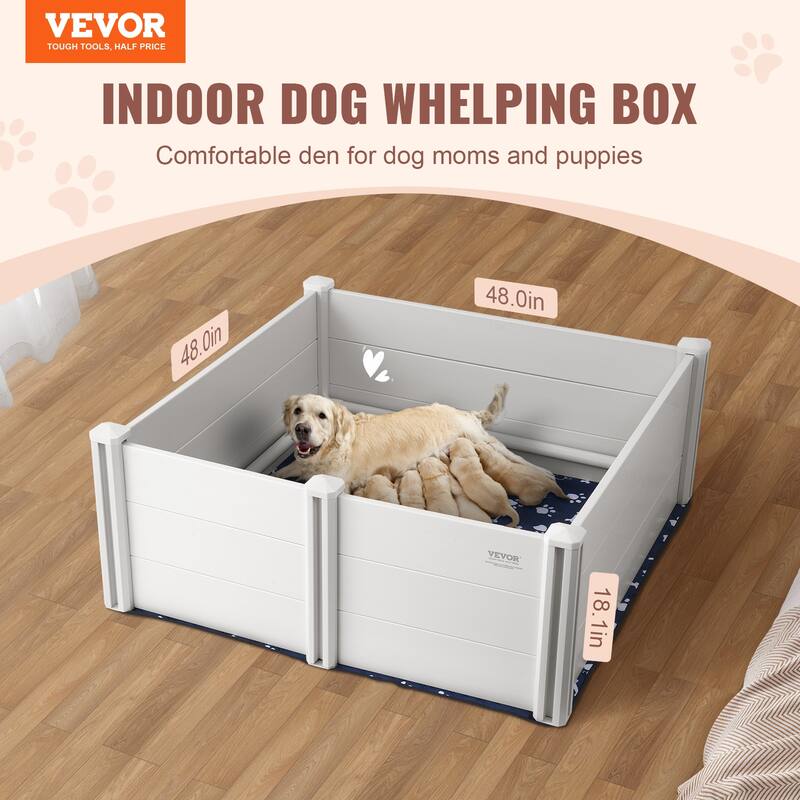 Dog Whelping Box,Whelping Box for Dogs and Puppies, White