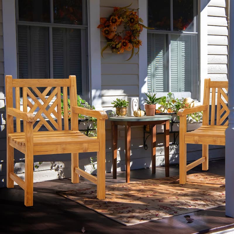 Chic Teak Chippendale Teak Wood Indoor/ Outdoor Dining Arm Chair