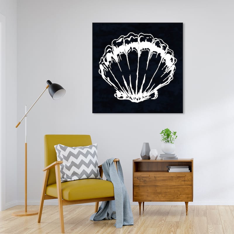 Wynwood Studio Canvas Nautical and Coastal Navy Seashell Black and Nautical & Coastal Wall Art Canvas Print - 30 x 30