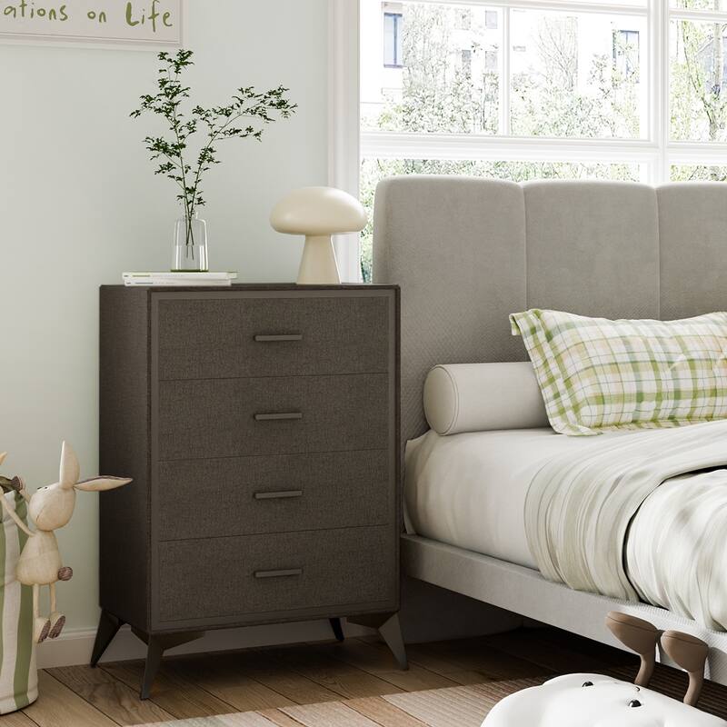 Metal-Framed Fabric Storage Dresser Cabinet with Drawer
