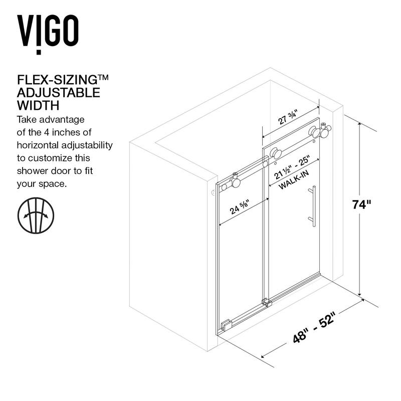 Vigo Elan 74" High x 52" Wide Sliding Frameless Shower Door