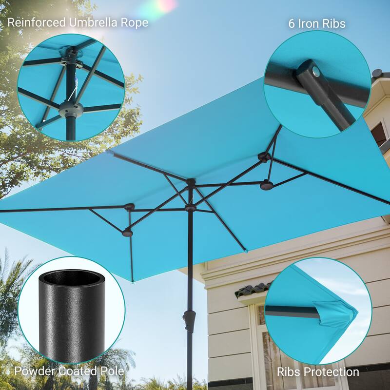 BONOSUKI 11x7/10x6.5ft Double-Sided Patio Umbrella with Large Canopy Outdoor Table Umbrella for Garden