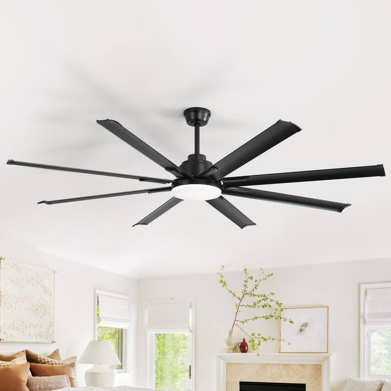 52/66/72/84 Inch Smart Ceiling Fan with Light ,Wall Switch, APP Control,Dimmable LED,8 Blades