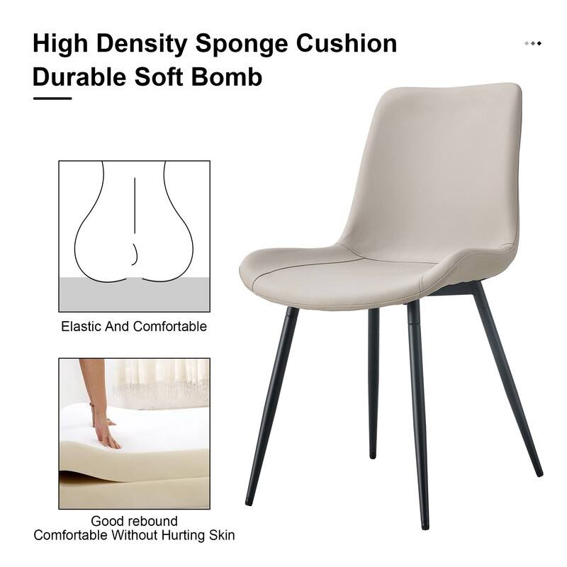 Modern/Contemporary Faux Leather Dining Chairs Set of 4 with Black Metal Legs