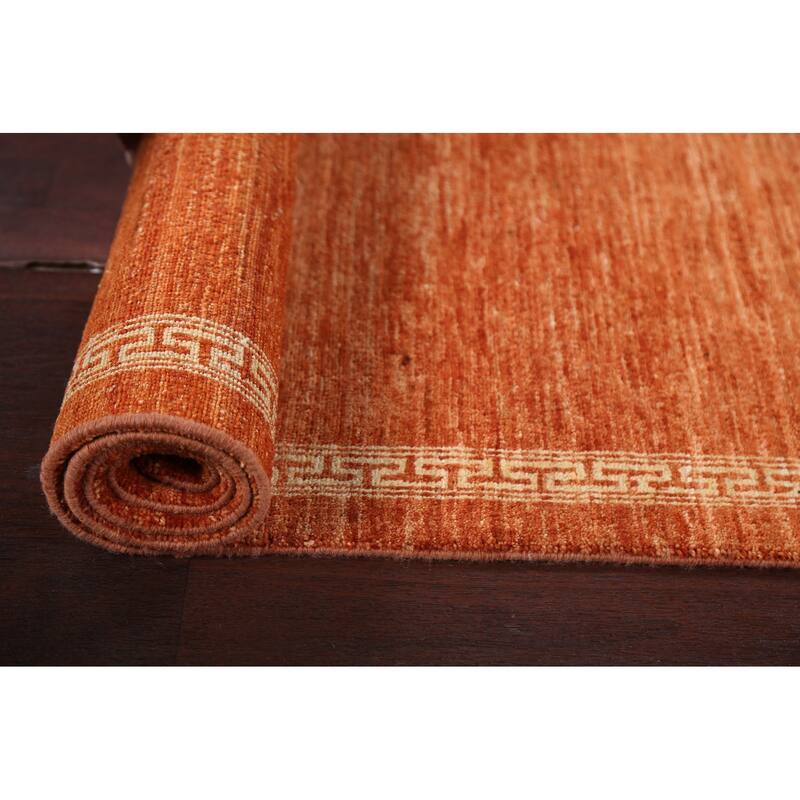 Orange Gabbeh Kashkoli Oriental Runner Rug Hand-knotted Wool Carpet - 2'6" x 8'8"