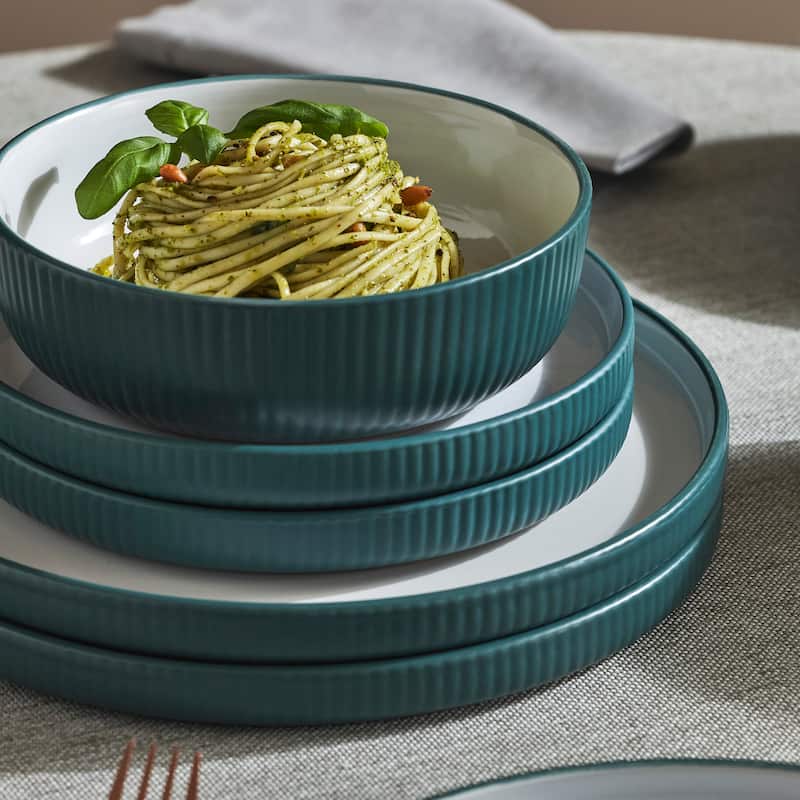 Christian Siriano Laro Stoneware Dinnerware Set - Green - 24 Piece