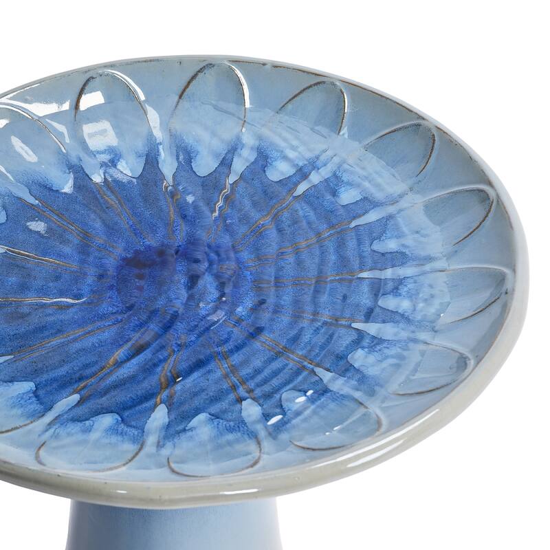 Anmytek Ceramic Bird Bath for Outside Tall Pedestal Glazed Birdbaths