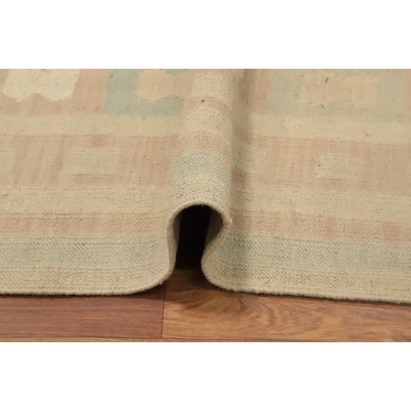 Hand Woven Oriental 100% Wool Carpet Southwestern Tribal Green Kilim Area Rug - 11' 5'' X 8' 10''