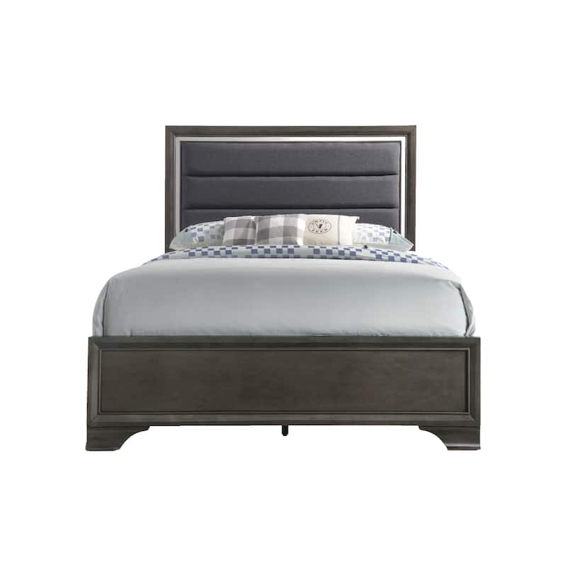 Bonta Grey Upholstered Headboard Panel Bed - King