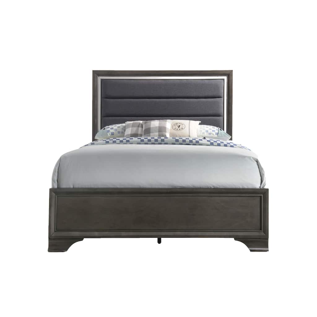 Bonta Grey Upholstered Headboard Panel Bed