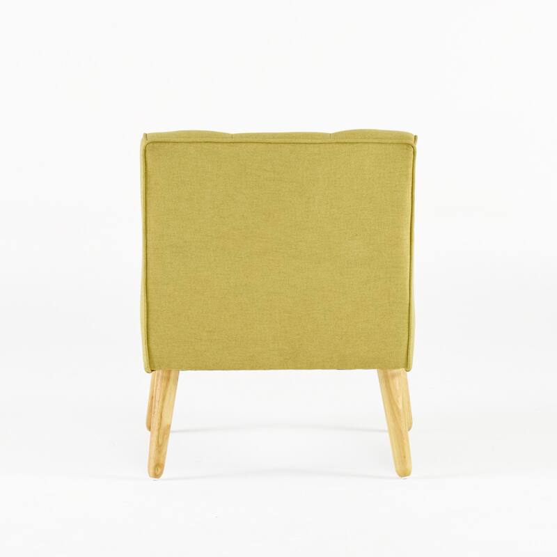 Merax Tufted Fabric Arm Chair with Wooden Legs