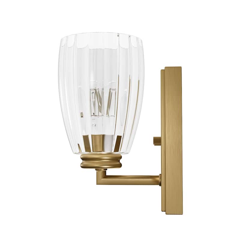 Hunter Rossmoor Luxe Gold 1-Light Wall Sconce Light Fixture Clear Glass - Bathroom Bedroom Hallway Office - Modern Designer
