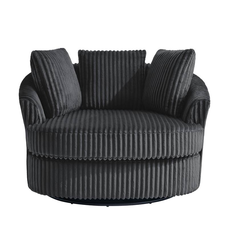 DREAMSIDEA 2 Set Recessed Arm Slipcovered Swivel Barrel Chair