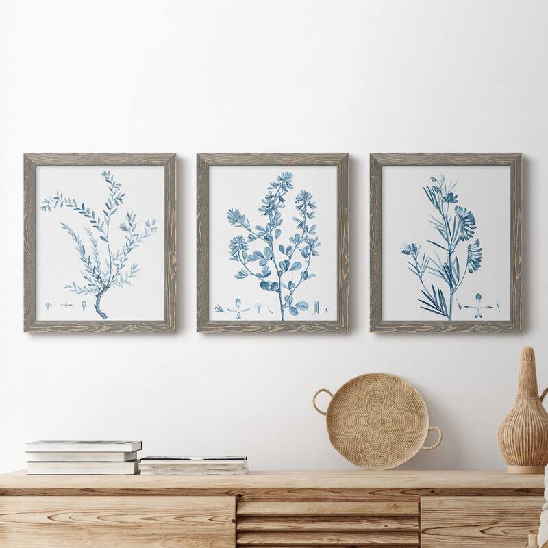 Antique Botanical in Blue VII-Premium Framed Canvas - Ready to Hang - Multi-Color