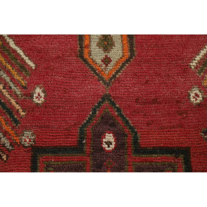 Hamedan Persian Vintage Runner Rug Handmade Wool Carpet - 3'10"x 11'9"