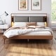 preview thumbnail 3 of 14, Christopher Knight Home -Barnett Leather Bed with LED Night Lights Brown+Grey - Queen