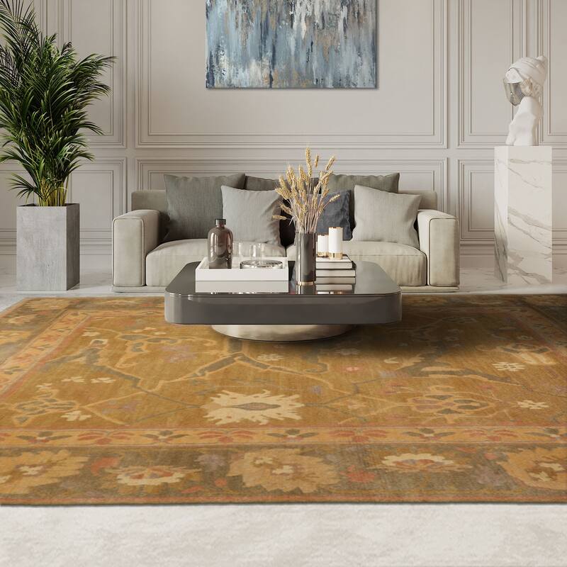 8x10 Hand Knotted Wool Mustard Tibetan Plush Pile 223 Bidjar Wash Rug - 8' x 10'