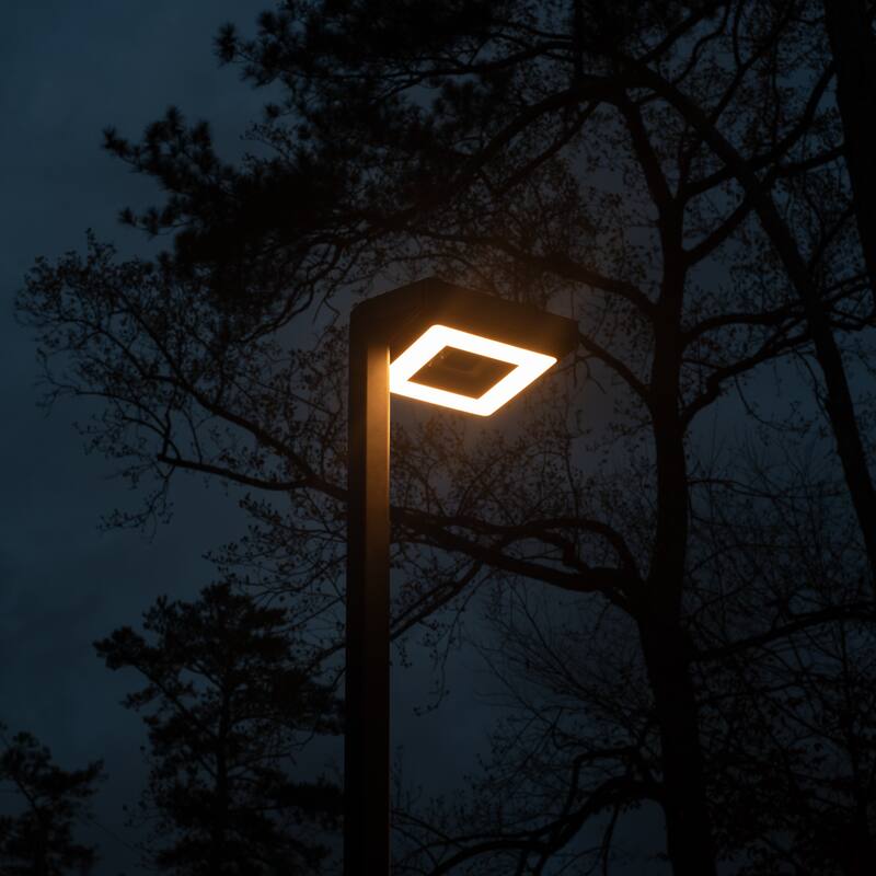 Contemporary Square Black Aluminum Solar Lamp Post Light with 3-Colors