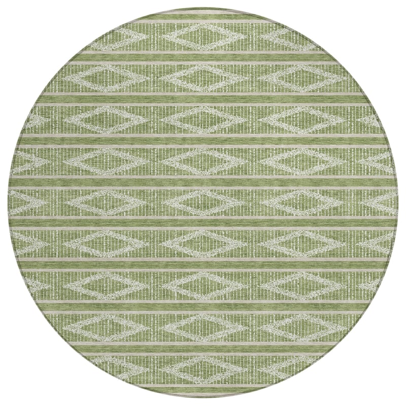Machine Washable Indoor/ Outdoor Diamond Stripe Chantille Rug