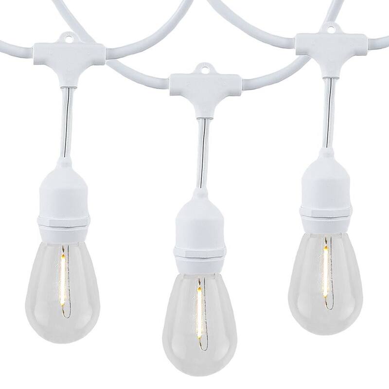 48 Foot LED Filament S14 Suspended Edison Outdoor Market Patio String Lights - Suspended Socket