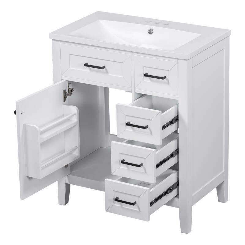 30" Bathroom Vanity with Sink Combo, Bathroom Cabinet with Drawers, Solid Frame and MDF Board