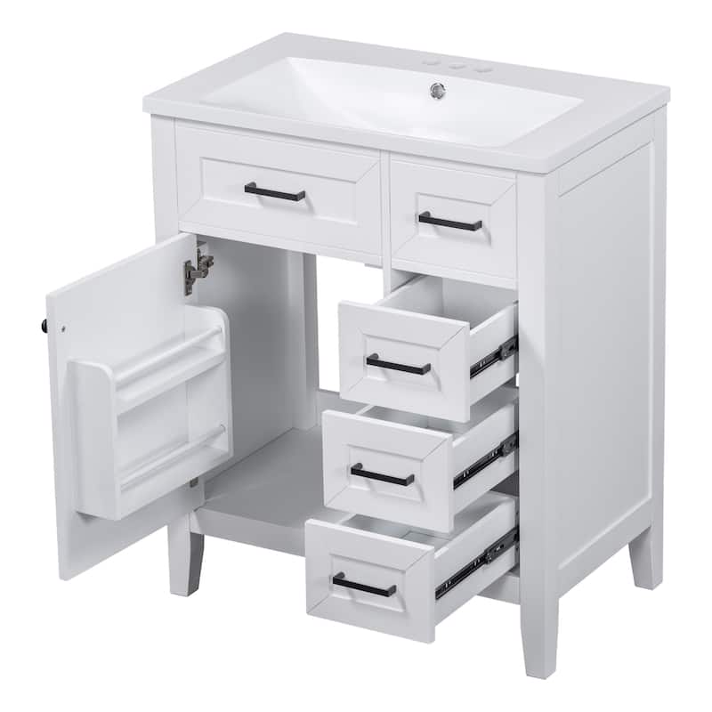 30-Inch Freestanding Green Bathroom Vanity with Ceramic Sink, Soft Close Drawers & Ample Storage